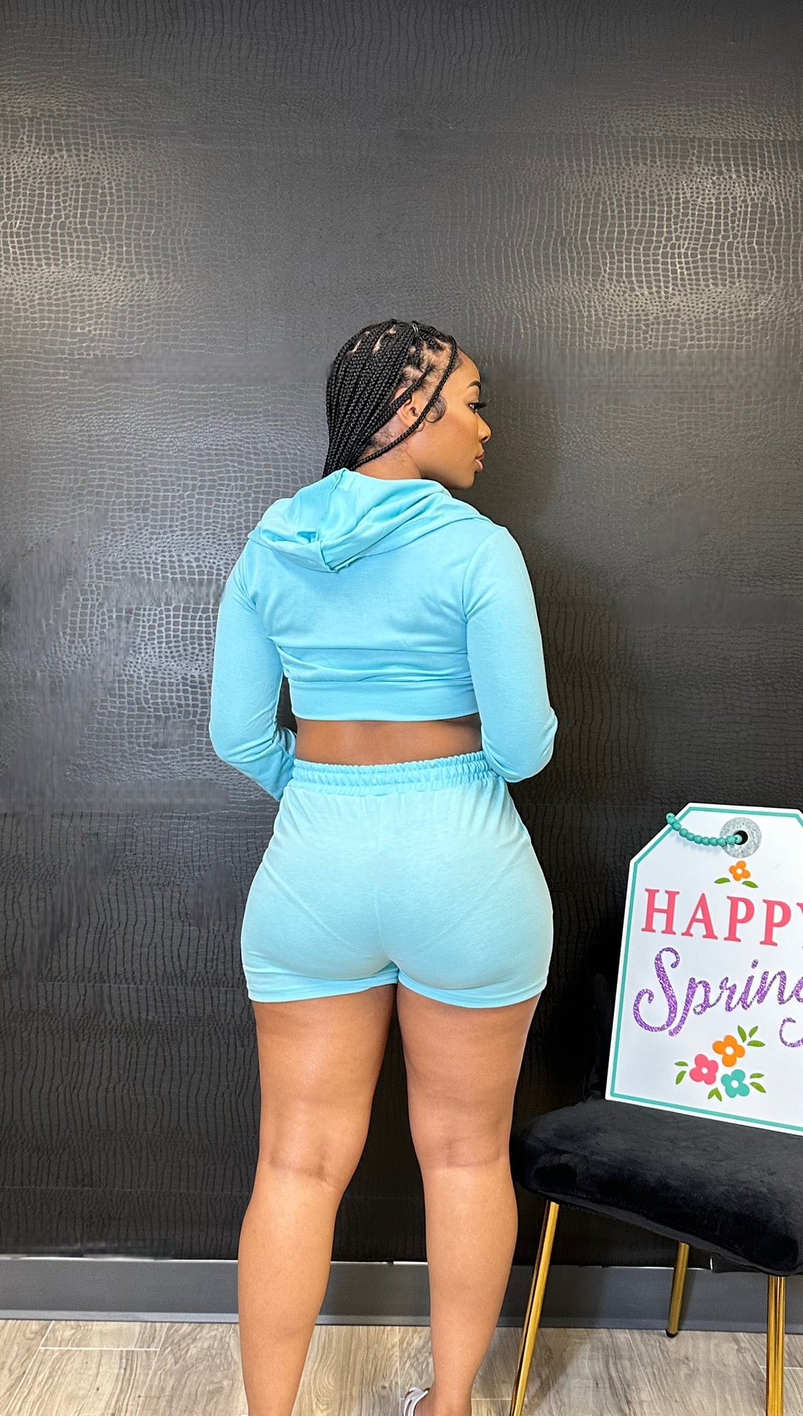 “Tease Me Baby” Blue Short Set