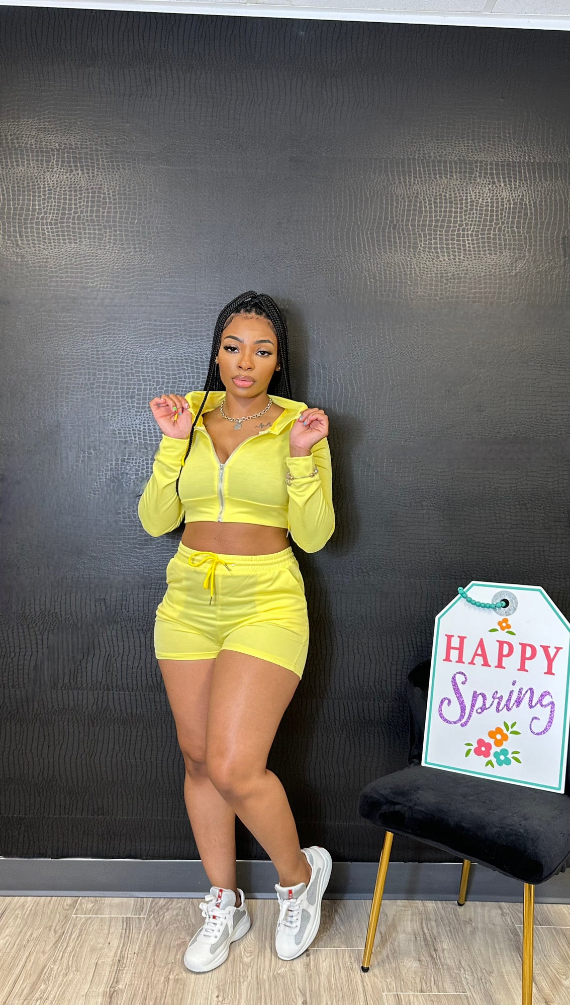 “Tease Me Baby” Yellow Short Set