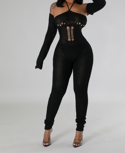 “HOOCHIE CROCHET” Black JUMPSUIT